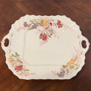 Square Cake Platter Handles Vintage Spode FAIRY DELL Copeland England Floral